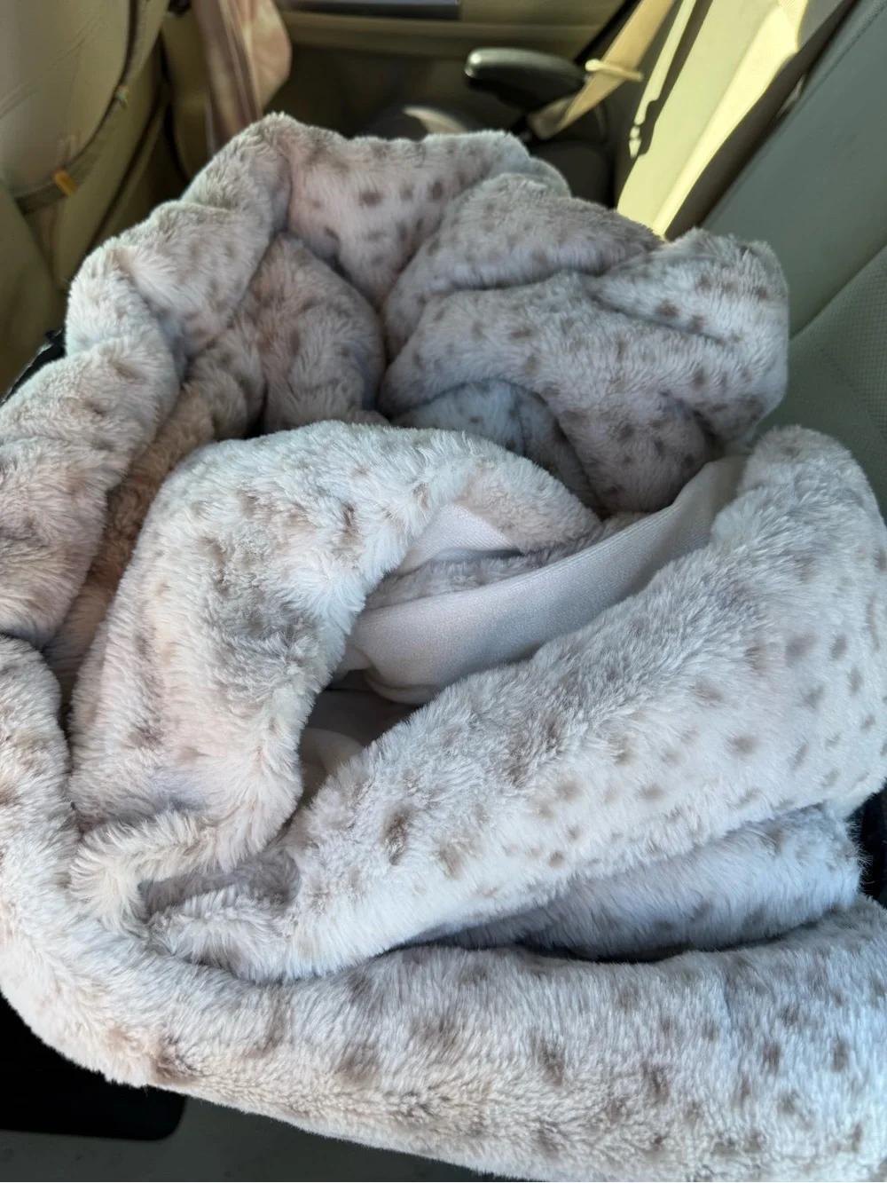 Threshold Faux Fur Comforter Set and 2 Shans- taupe animal print